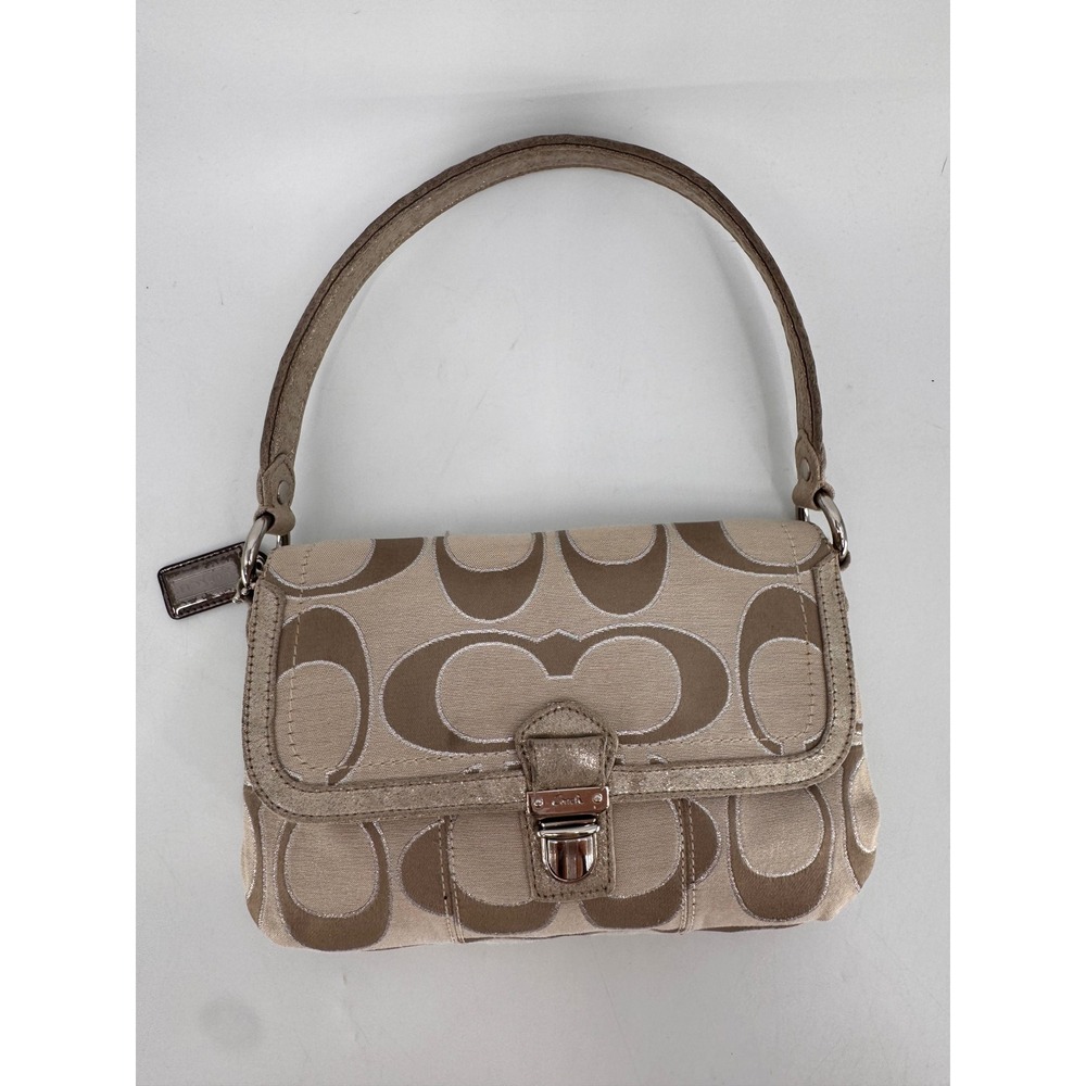 Coach Shoulder Bag Women Small Champagne‎ Gold Monogram Silver  Y2K Vintage
